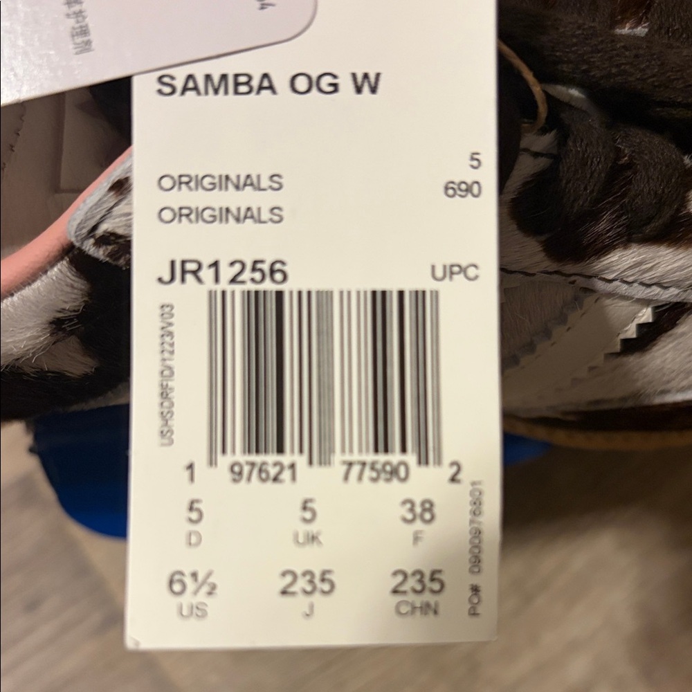 adidas Samba OG Women's Cow Print Sneakers - Brown/White with Pink Lining - Picture 2 of 3